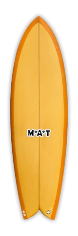 MAT Keel Twin Fish surfboard in orange